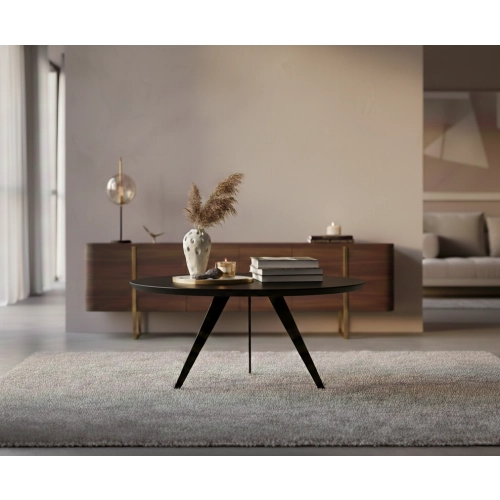 STOLIK KAWOWY Metalowy Blat Czarny Płyta MDF  STK-928